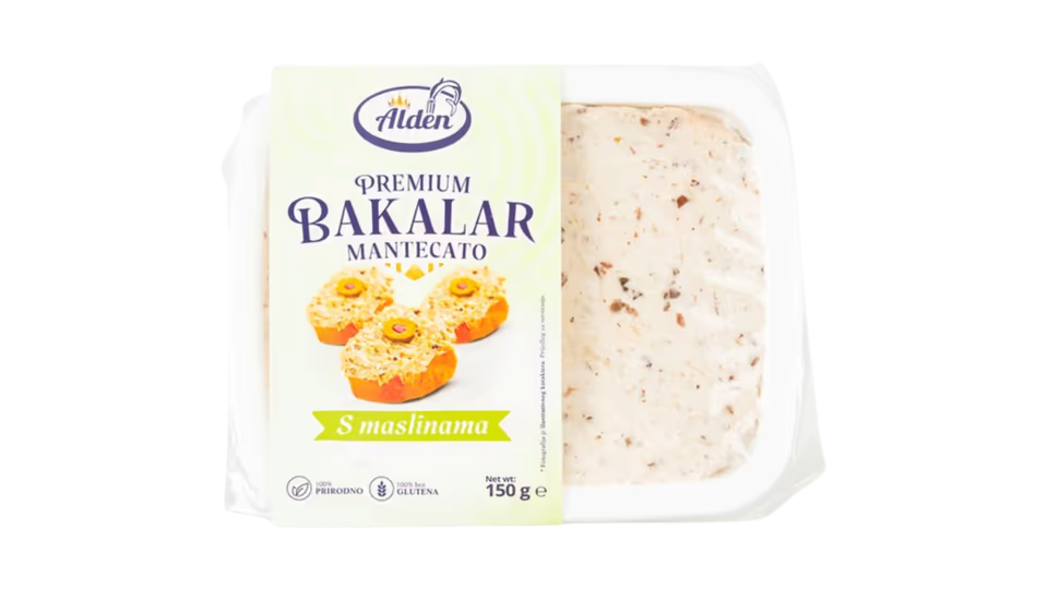 BAKALAR NA BIJELO 150G S MASLINAMA